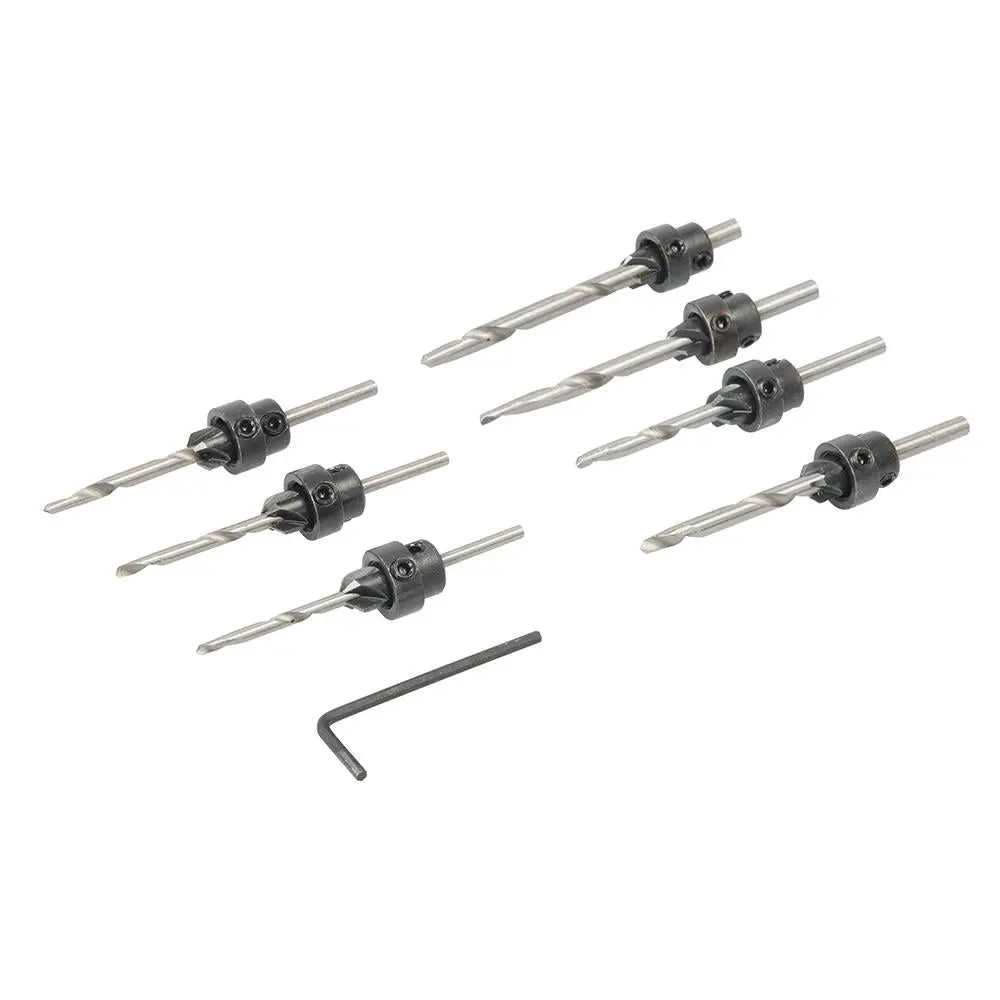 Silverline 7 Piece Drill & Countersink Set 3.2-5.5mm HCS Drill Wood Bit 3-6mm 