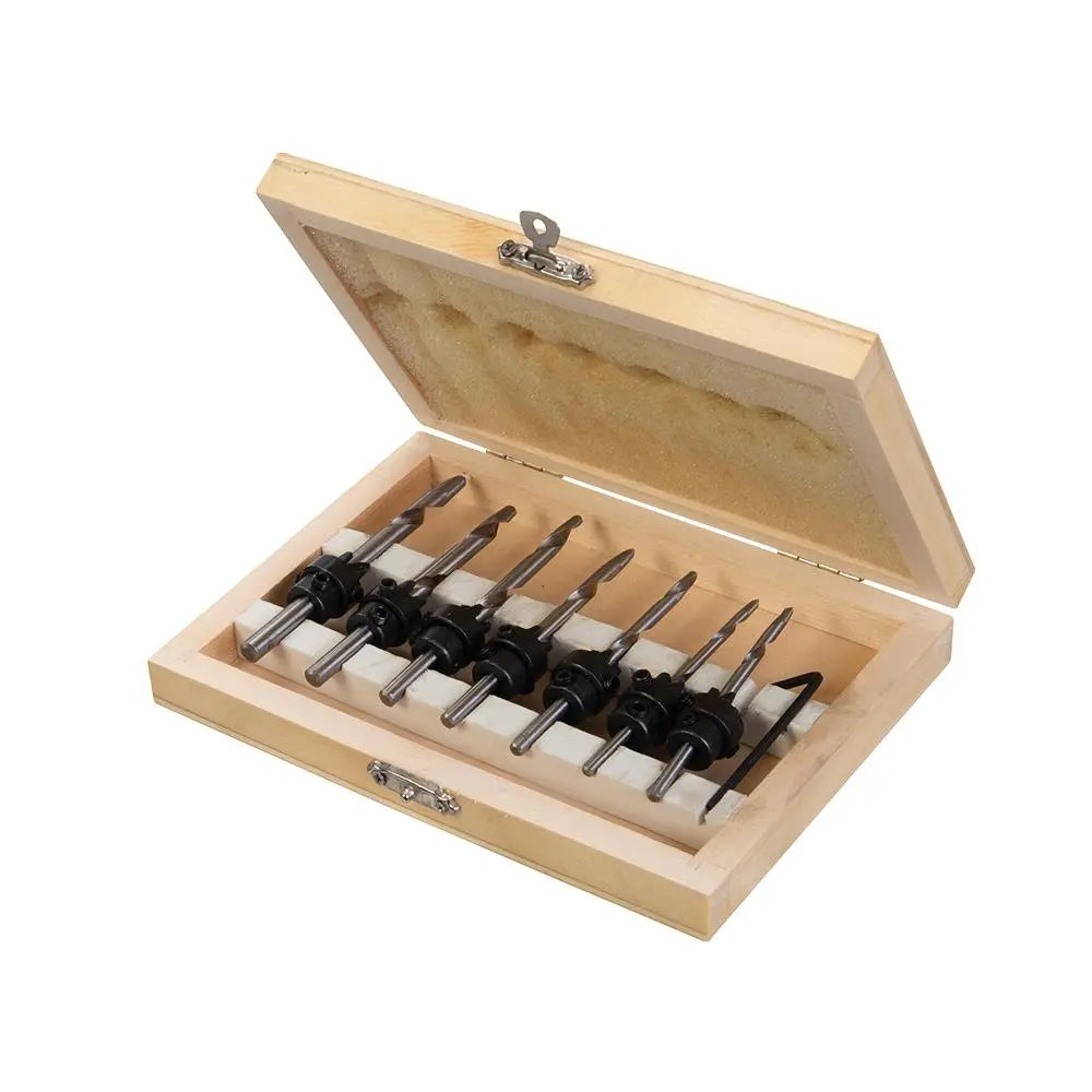 Silverline 7 Piece Drill & Countersink Set 3.2-5.5mm HCS Drill Wood Bit 3-6mm 