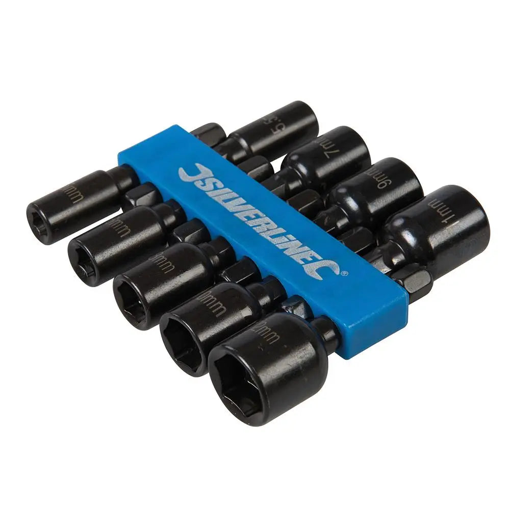 Silverline 9 Piece Metric Magnetic Nut Driver Set 5-12mm Metric Hex Drill Socket Adaptor 