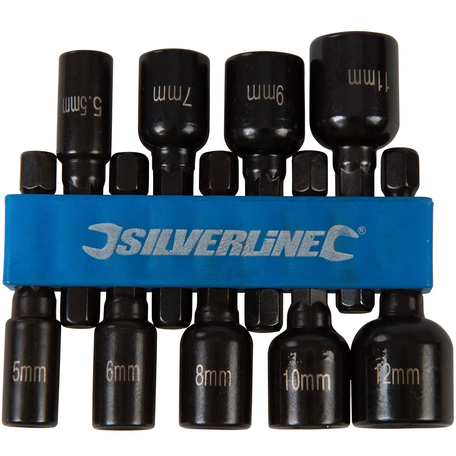 Silverline 9 Piece Metric Magnetic Nut Driver Set 5-12mm Metric Hex Drill Socket Adaptor 