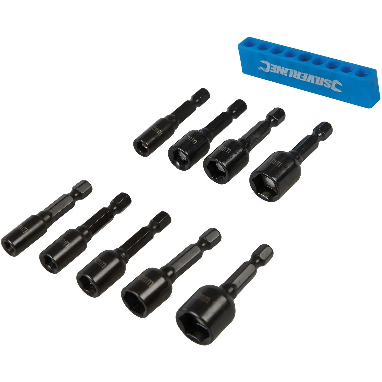 Silverline 9 Piece Metric Magnetic Nut Driver Set 5-12mm Metric Hex Drill Socket Adaptor 
