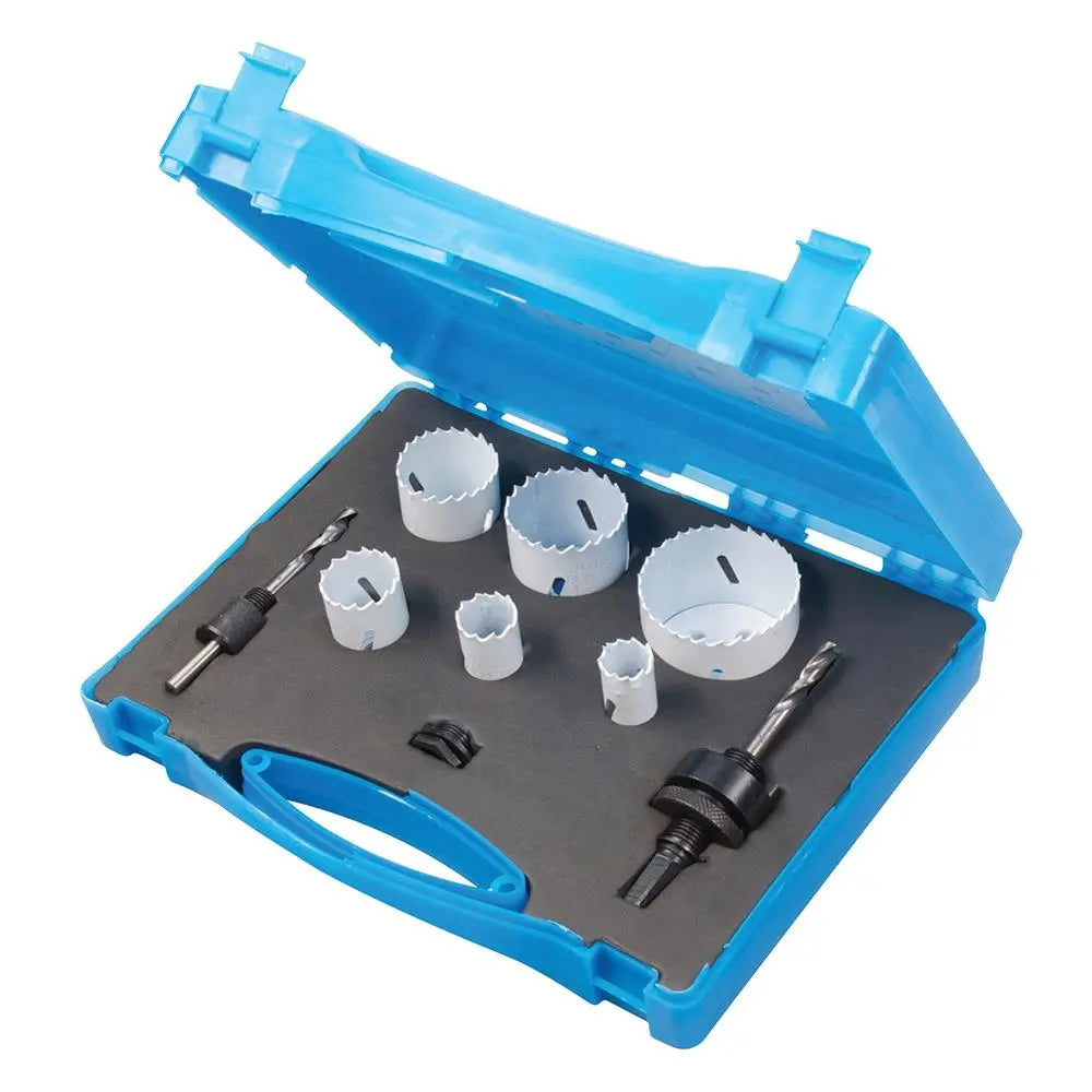 Silverline 9 Piece Plumbers Bi-Metal Holesaw Kit 19-57mm M3 HSS Steel Copper 