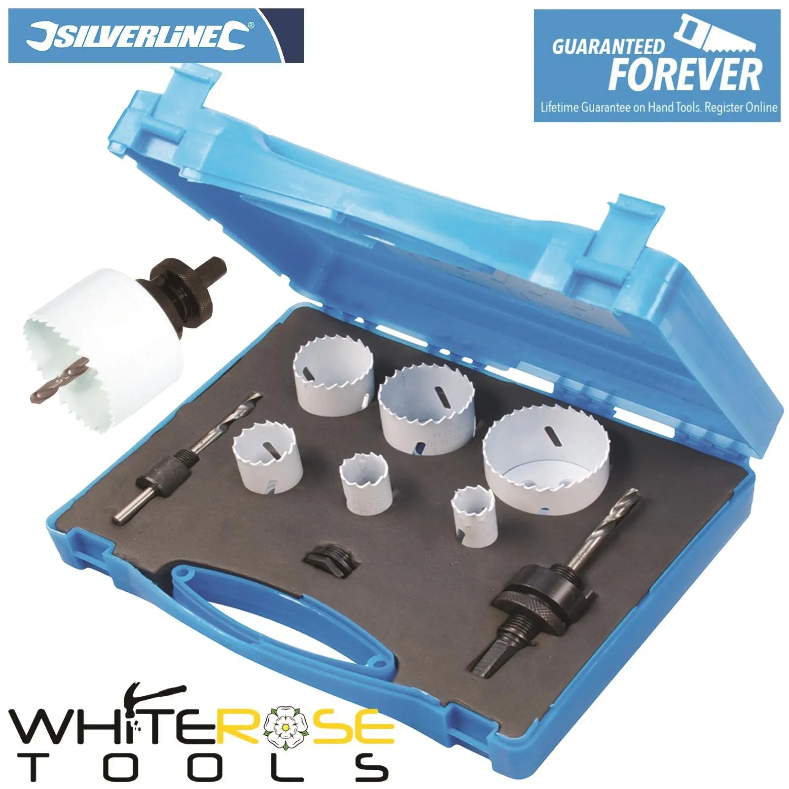 Silverline 9 Piece Plumbers Bi-Metal Holesaw Kit 19-57mm M3 HSS Steel Copper 
