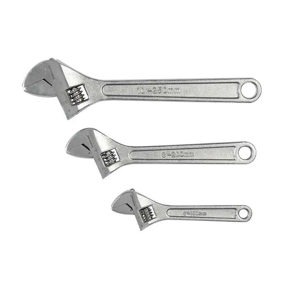 Silverline Adjustable Wrench Set 3pce 150, 200 & 250mm WR03  White Rose Tools