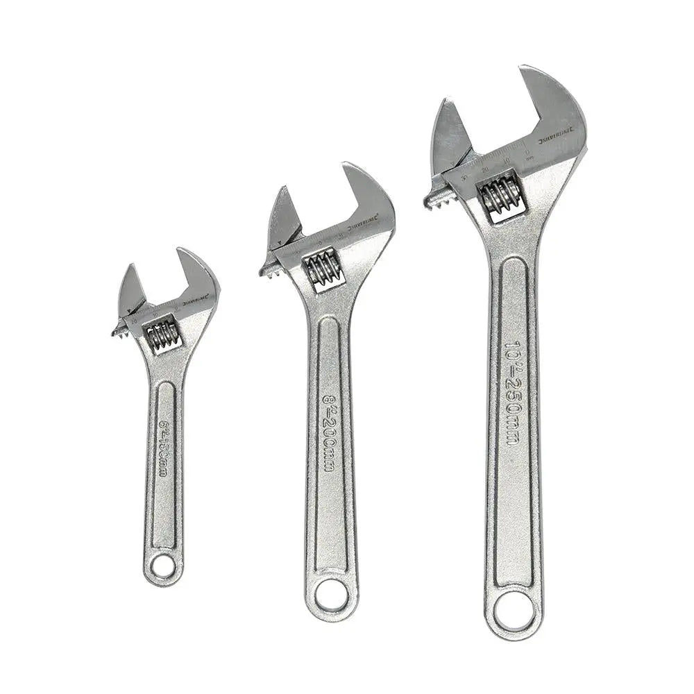 Silverline Adjustable Wrench Set 3pce 150, 200 & 250mm WR03  White Rose Tools