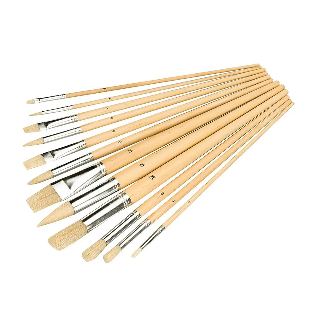 Silverline Artists Paint Brush Set 12pce Mixed Tips 282606  White Rose Tools