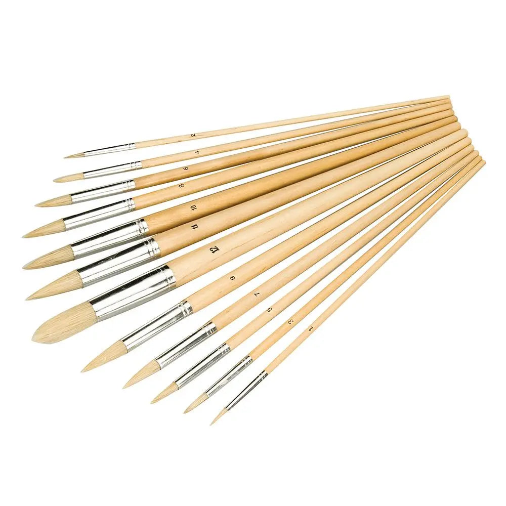 Silverline Artists Paint Brush Set 12pce Pointed Tips 675298  White Rose Tools