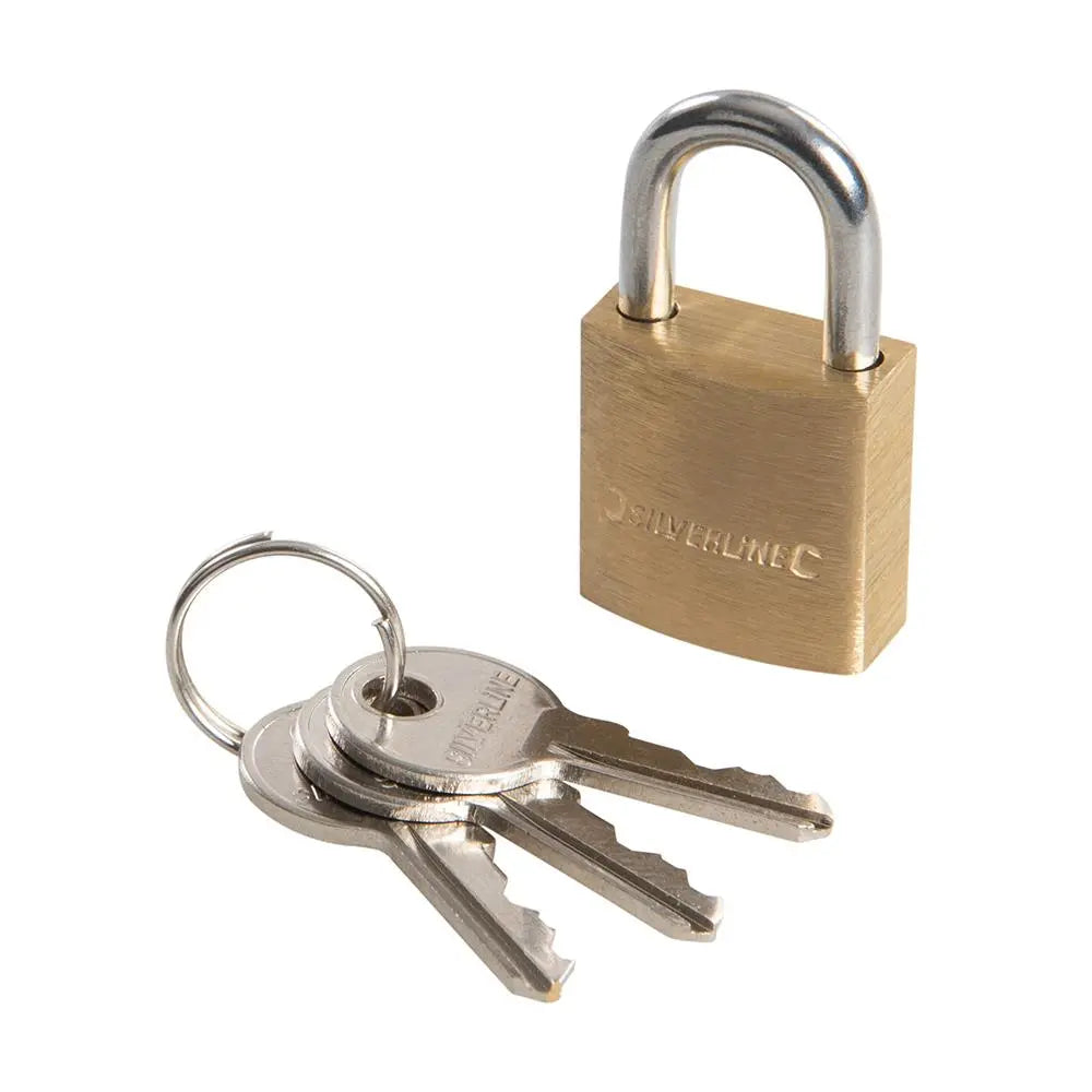 Silverline Brass Padlock 20mm MSS01  White Rose Tools