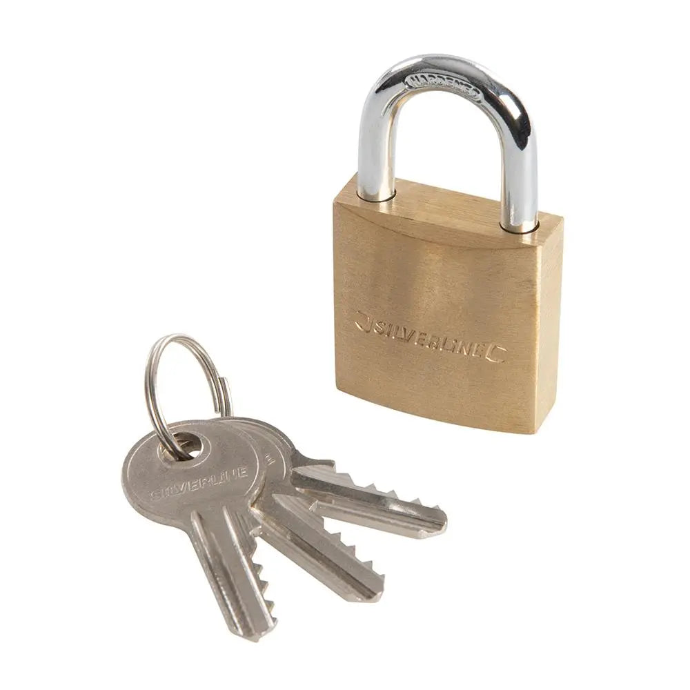 Silverline Brass Padlock 30mm MSS02  White Rose Tools