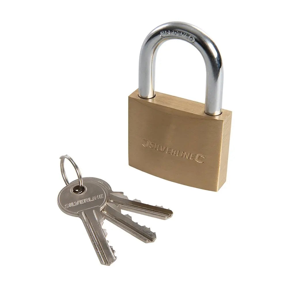 Silverline Brass Padlock 50mm MSS04  White Rose Tools