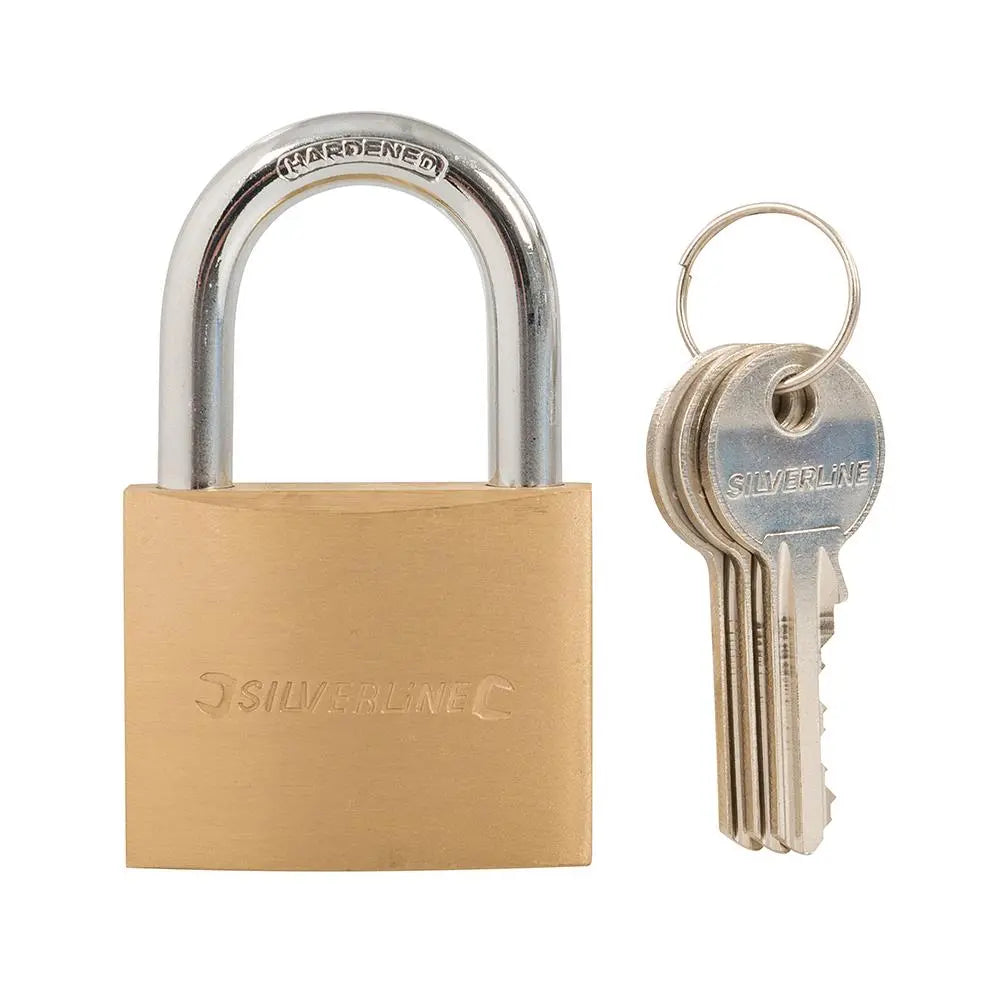 Silverline Brass Padlock 50mm MSS04  White Rose Tools