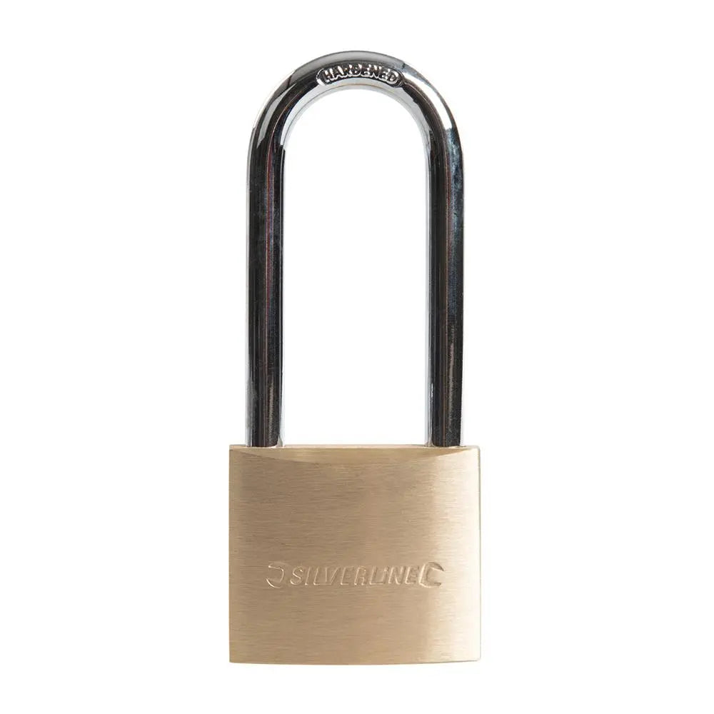 Silverline Brass Padlock Long Shackle 40mm MSS03L  White Rose Tools