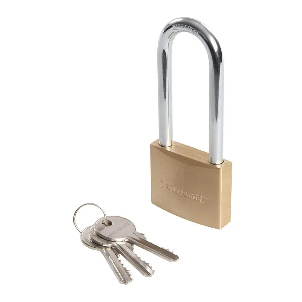 Silverline Brass Padlock Long Shackle 50mm MSS04L  White Rose Tools