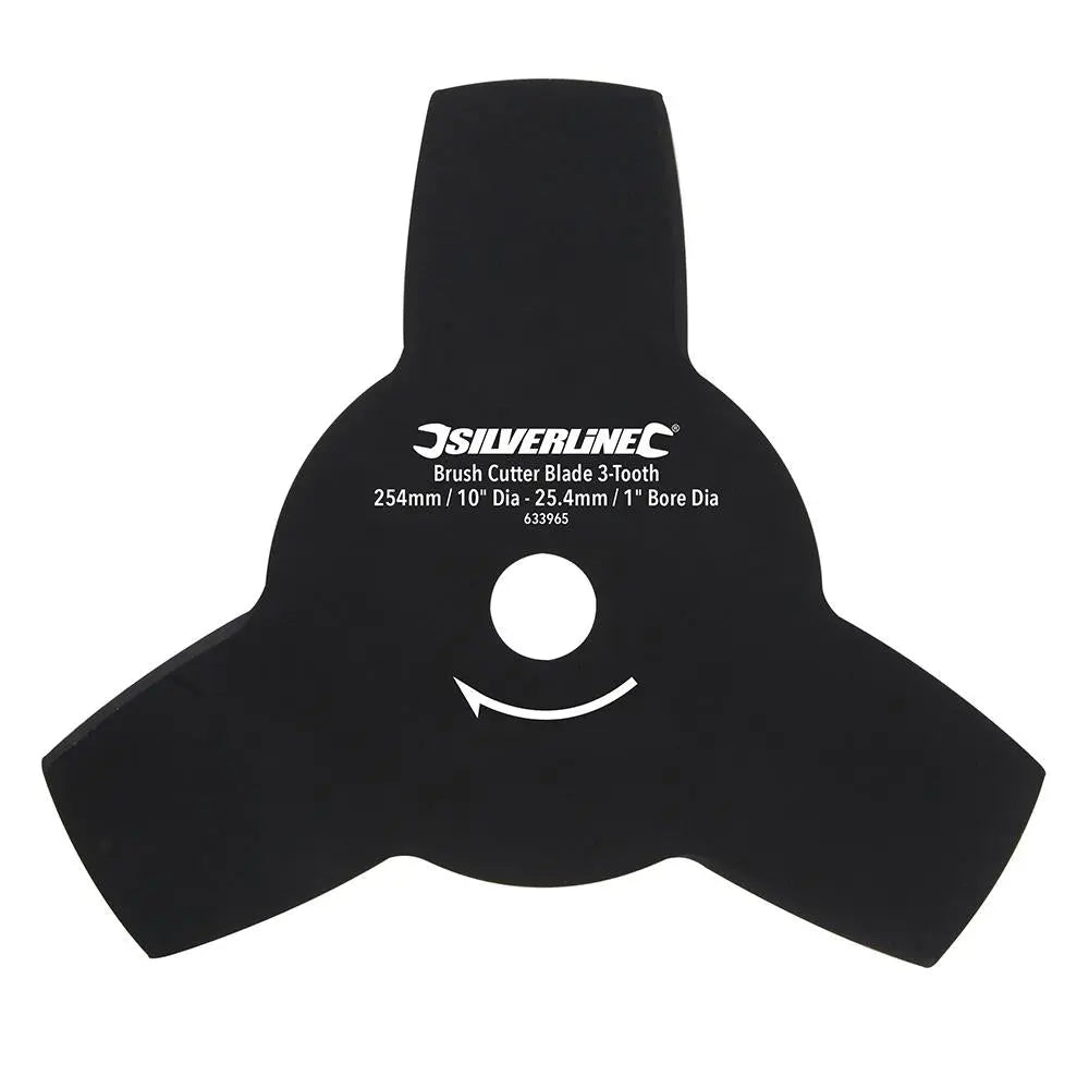 Silverline Brush Cutter Blade 3-Tooth 254mm / 10" Dia - 25.4mm 1" Bore 633965  White Rose Tools