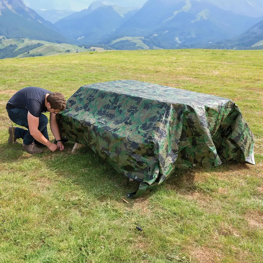Silverline Camouflage Tarpaulin Cut 2.4 x 3m / Actual 2.3 2.85m 488443  White Rose Tools
