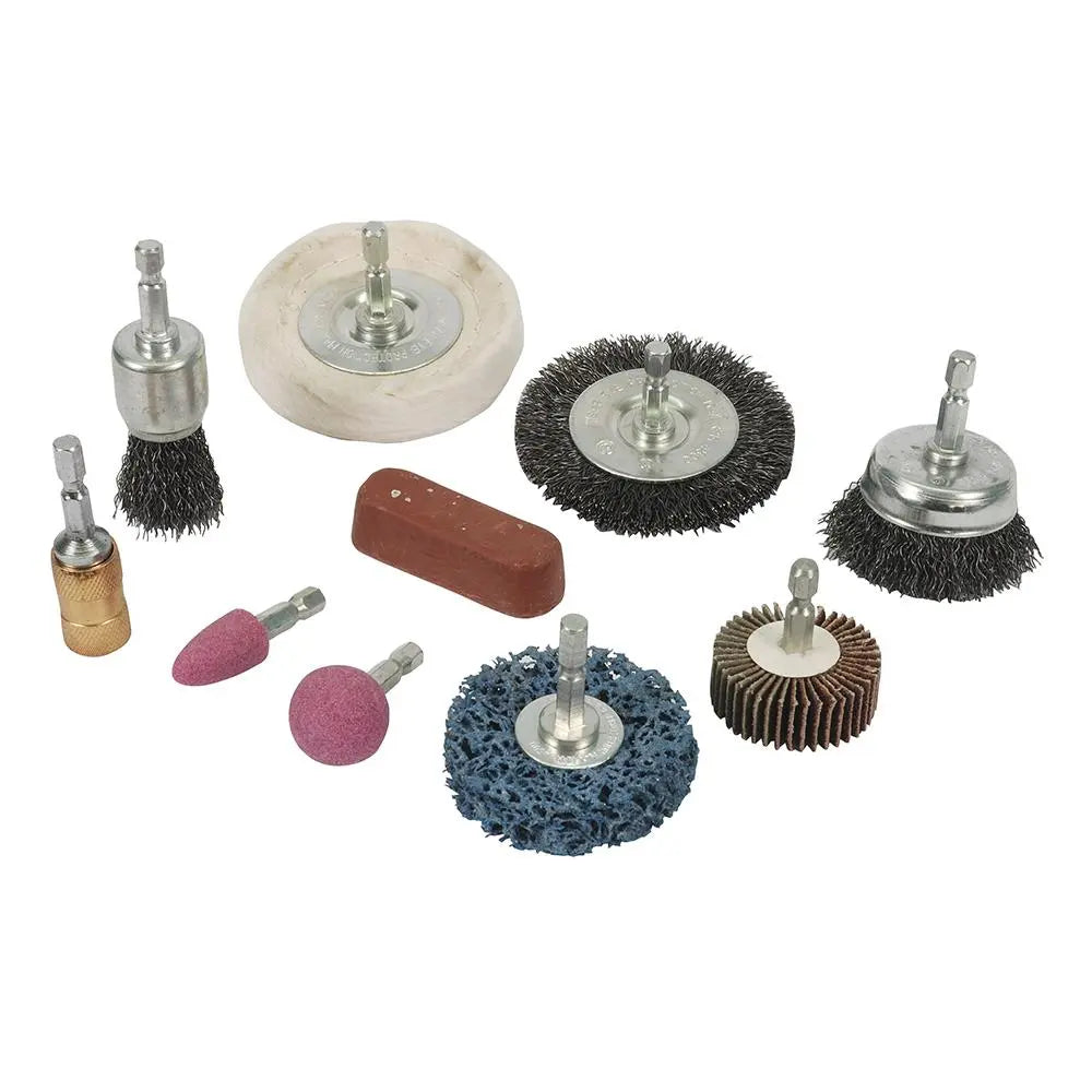 Silverline Cleaning & Polishing Kit 10pce 6mm 918557  White Rose Tools
