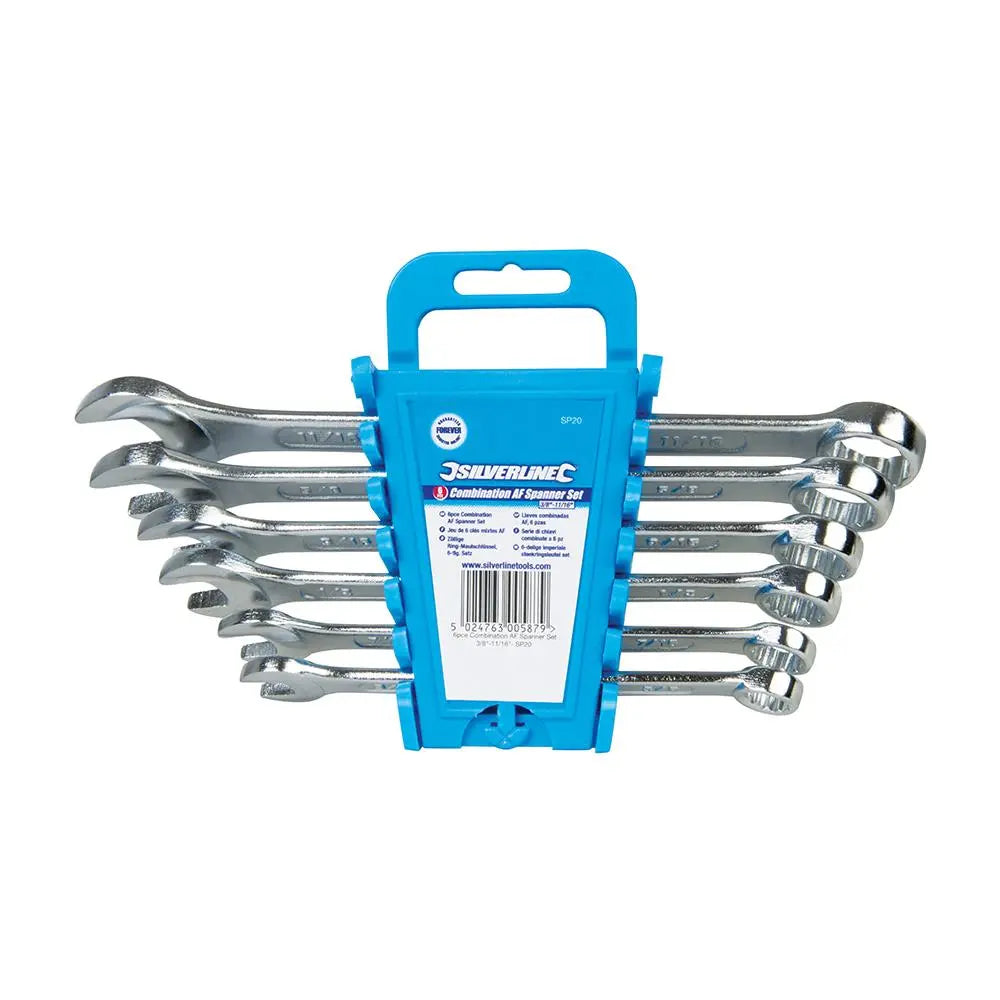 Silverline Combination Spanner Set 6pce 3/8" - 11/16" AF SP20  White Rose Tools