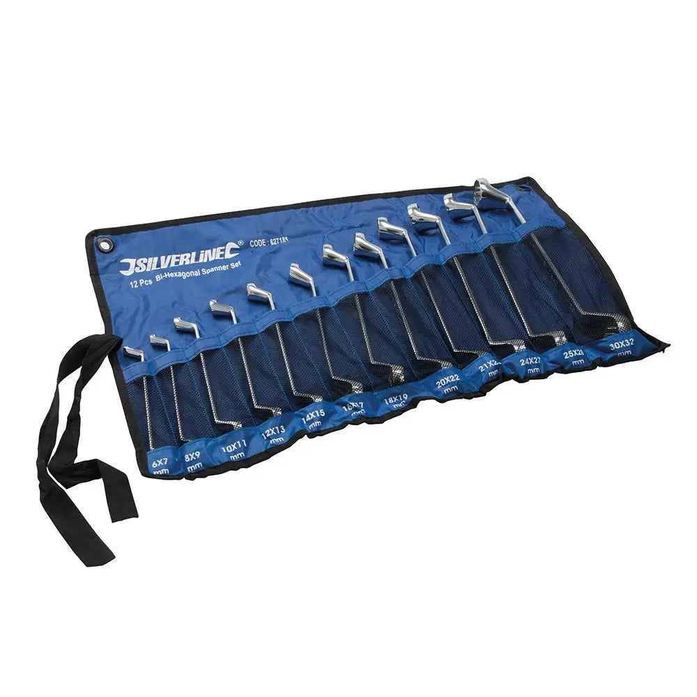 Silverline Deep Offset Ring Spanners Set 12pce 6 - 32mm 627185  White Rose Tools