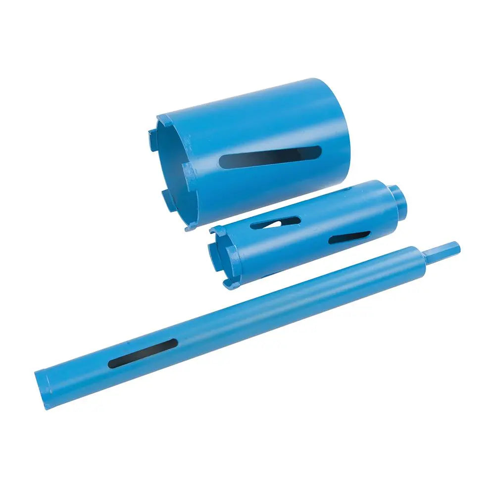 Silverline Diamond Core Drill Kit 3-Core 7pce 28, 52 & 107mm 868543  White Rose Tools