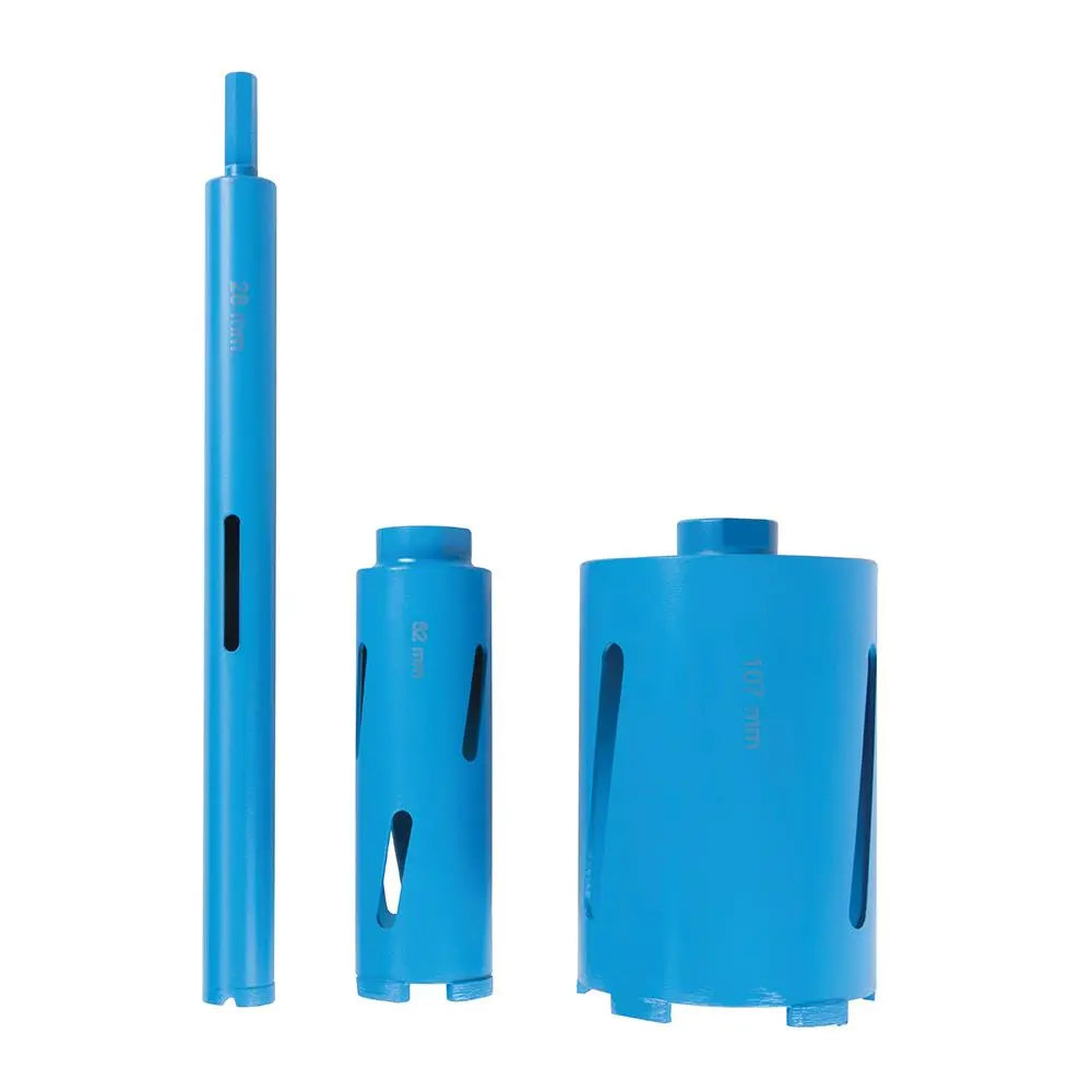 Silverline Diamond Core Drill Kit 3-Core 7pce 28, 52 & 107mm 868543  White Rose Tools