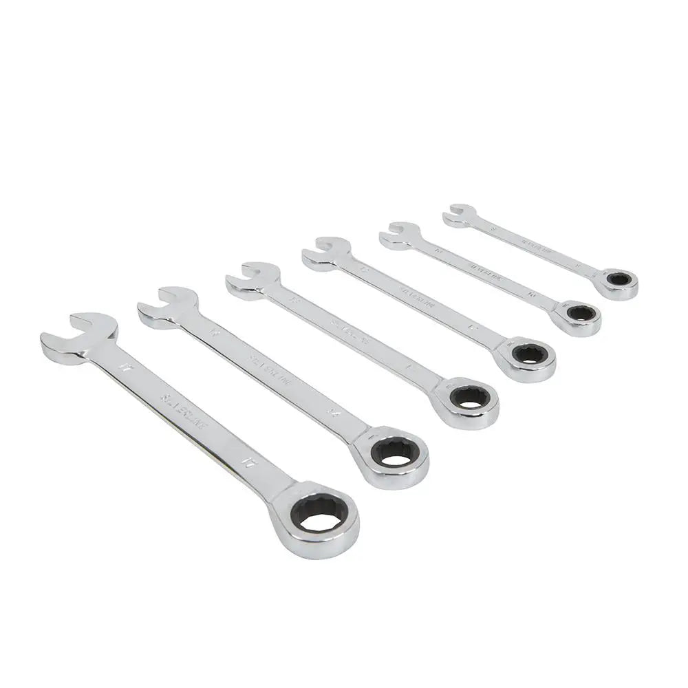 Silverline Fixed Head Ratchet Spanner Set 6pce 8 - 17mm 633788  White Rose Tools