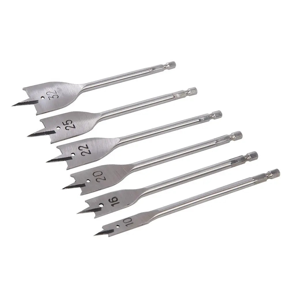 Silverline Flat Bit Set 6pce 10 - 32mm 282566  White Rose Tools