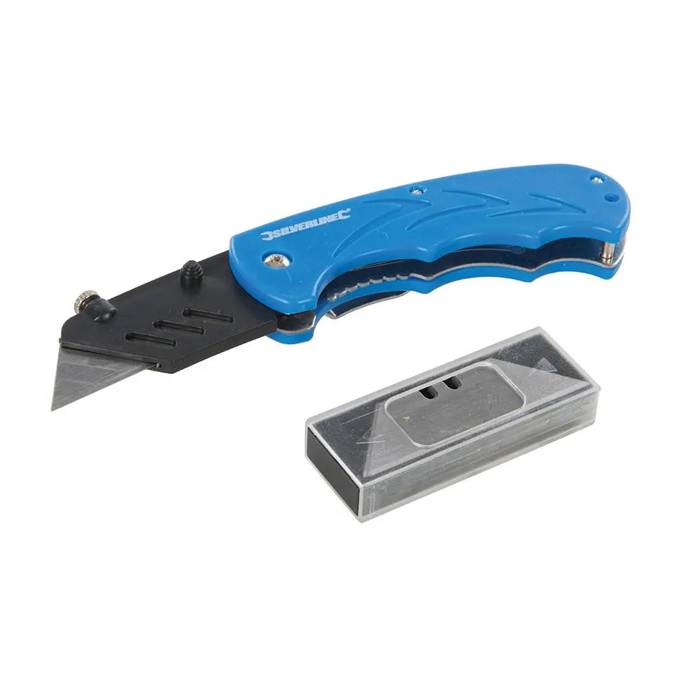 Silverline Folding Utility Knife 160mm 373728  White Rose Tools