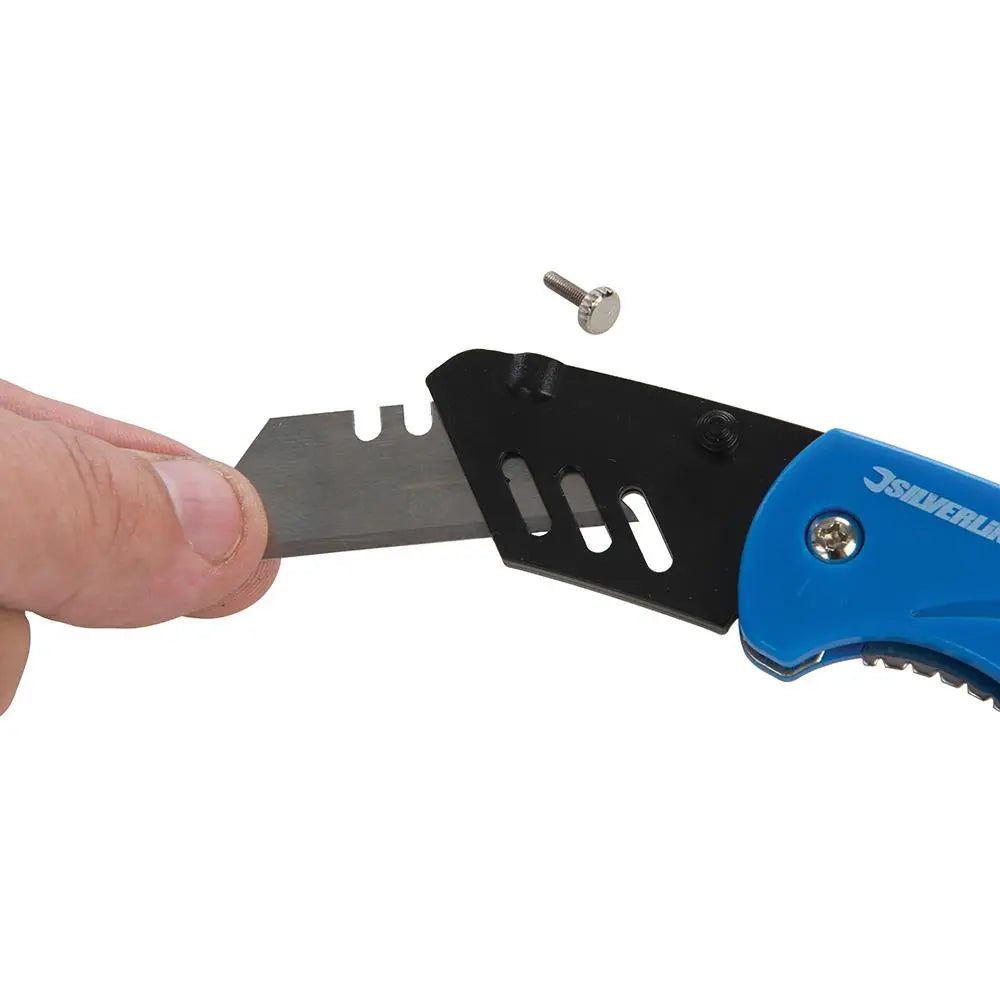 Silverline Folding Utility Knife 160mm 373728  White Rose Tools