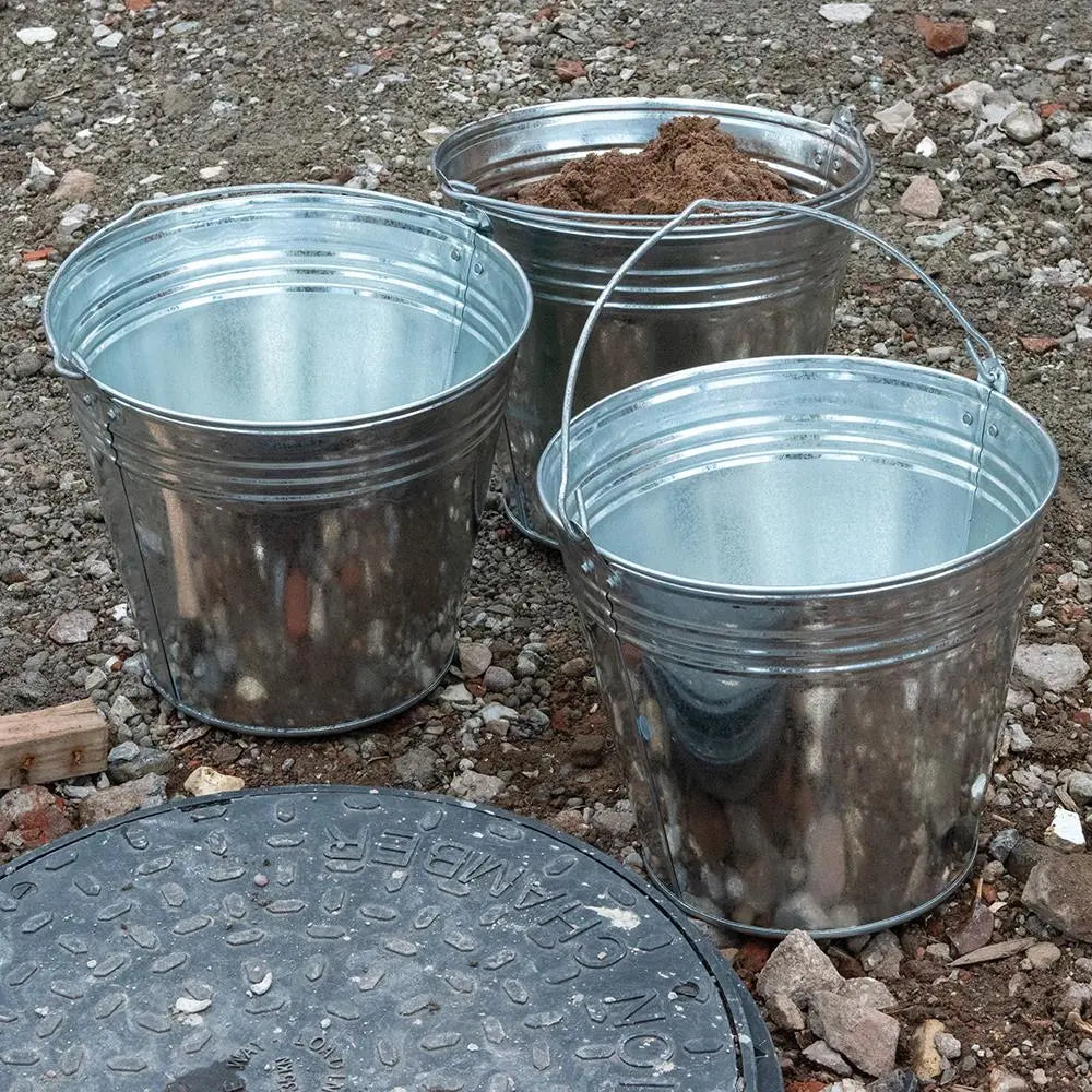 Silverline Galvanised Bucket 3pk 14Ltr 907044  White Rose Tools