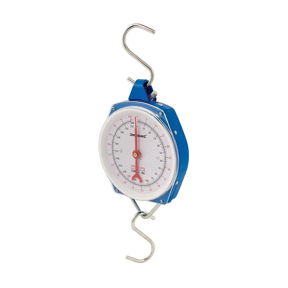Silverline Hanging Scales Heavy Duty 100kg Metric and Imperial Rigid Hook Fishing 