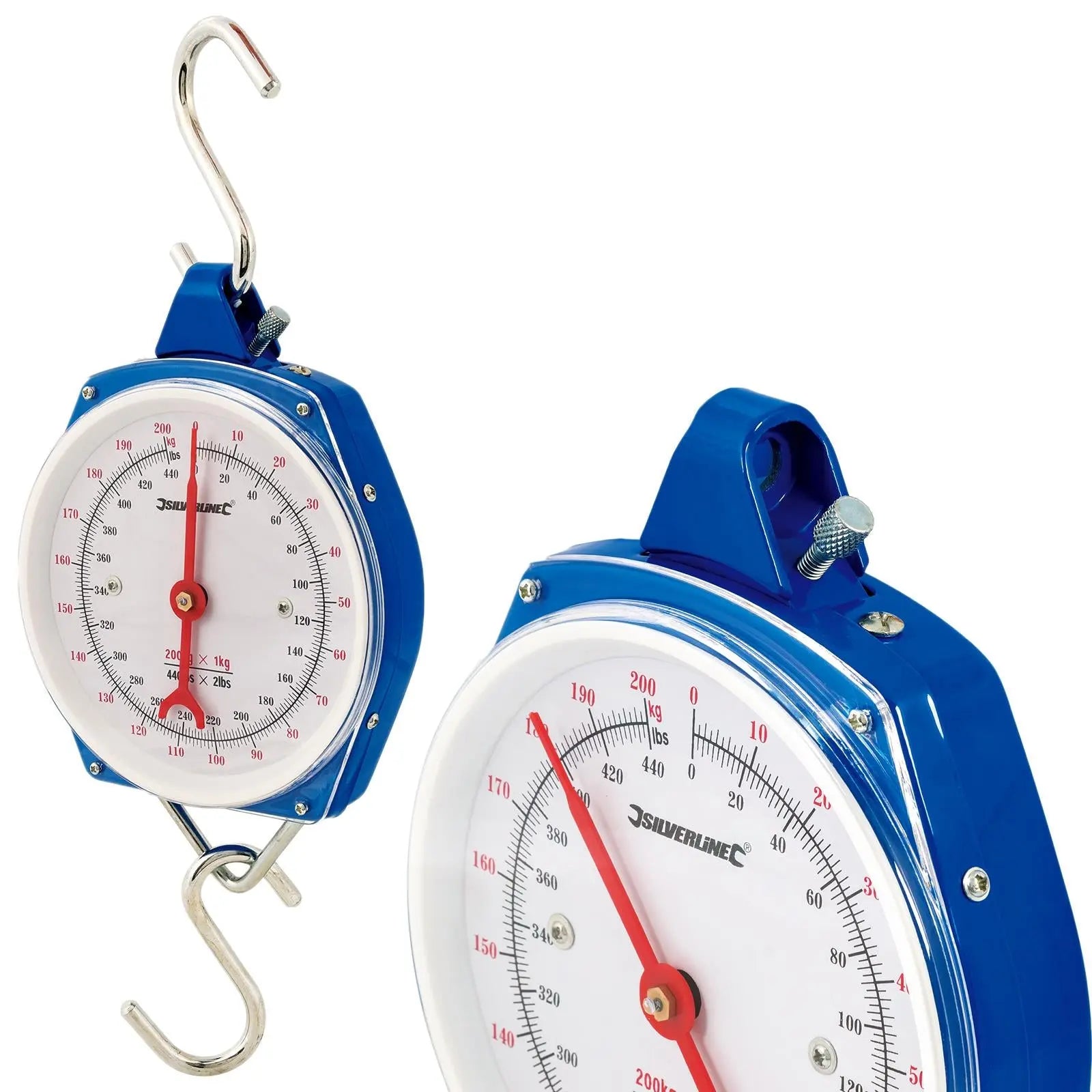 Silverline Hanging Scales Heavy Duty 200kg Metric and Imperial Rigid Hook Fishing 