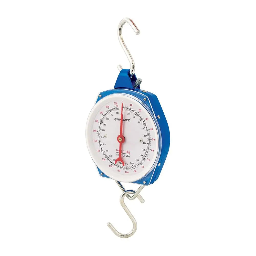 Silverline Hanging Scales Heavy Duty 200kg Metric and Imperial Rigid Hook Fishing 