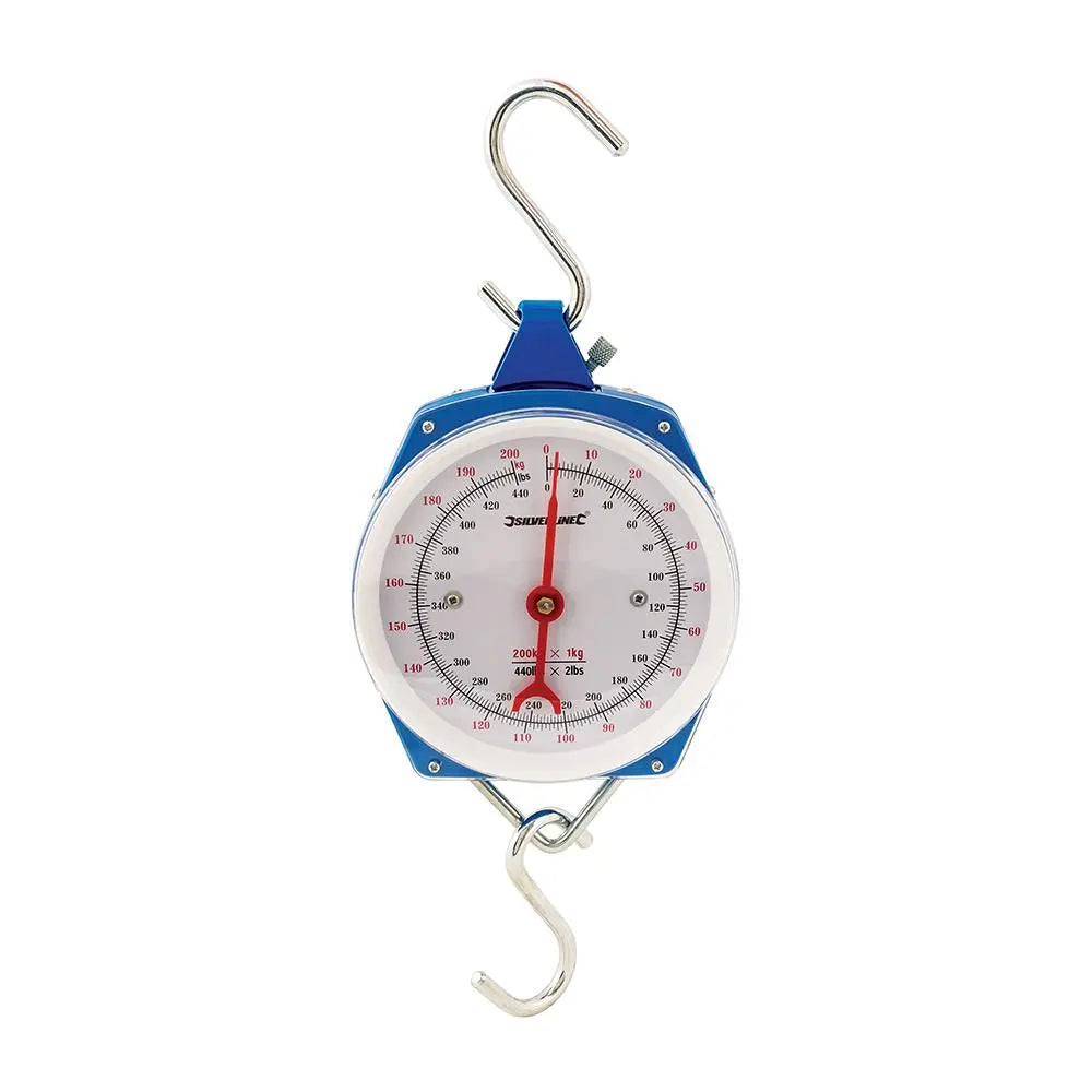 Silverline Hanging Scales Heavy Duty 200kg Metric and Imperial Rigid Hook Fishing 