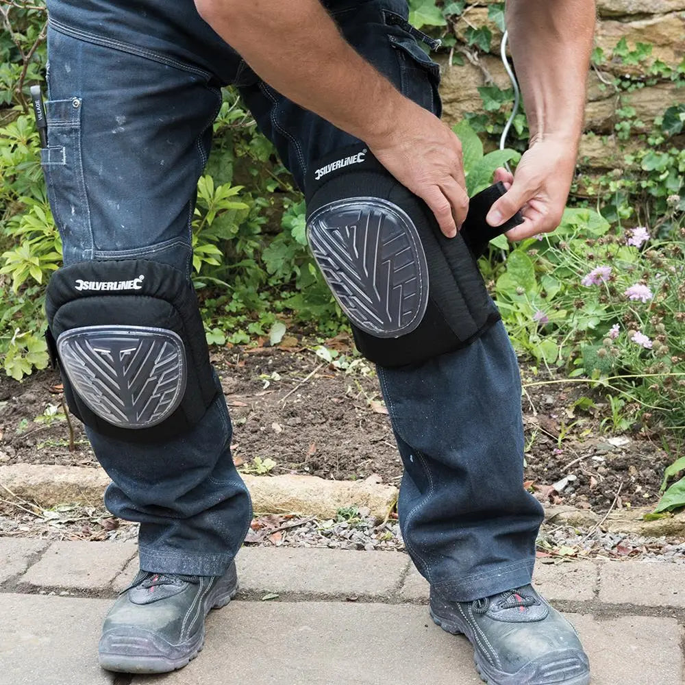 Silverline Hard Cap Gel Knee Pads Adjustable 633711  White Rose Tools