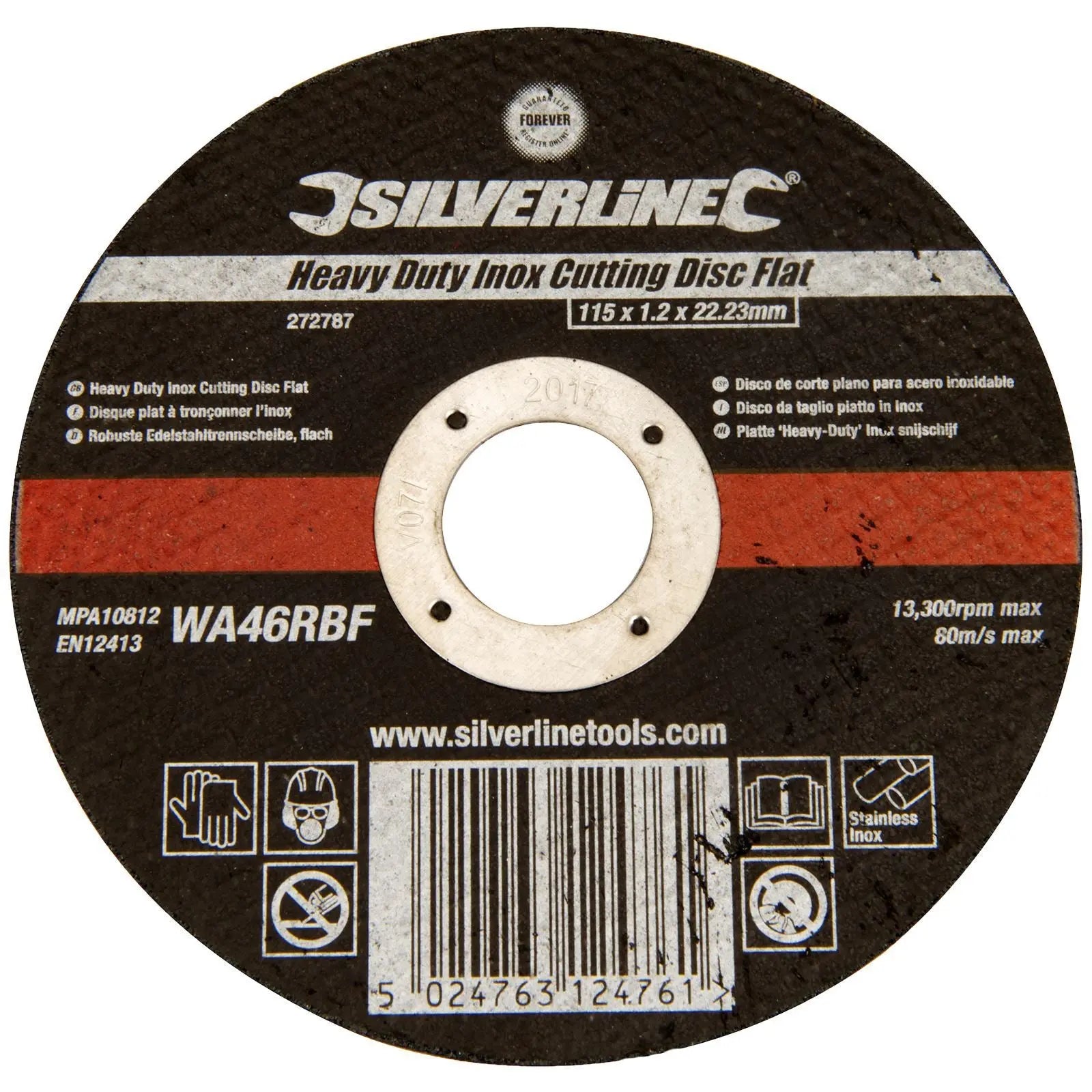 Silverline Heavy Duty Flat Inox Slitting Disc 115 x 1.2 x 22.23mm 