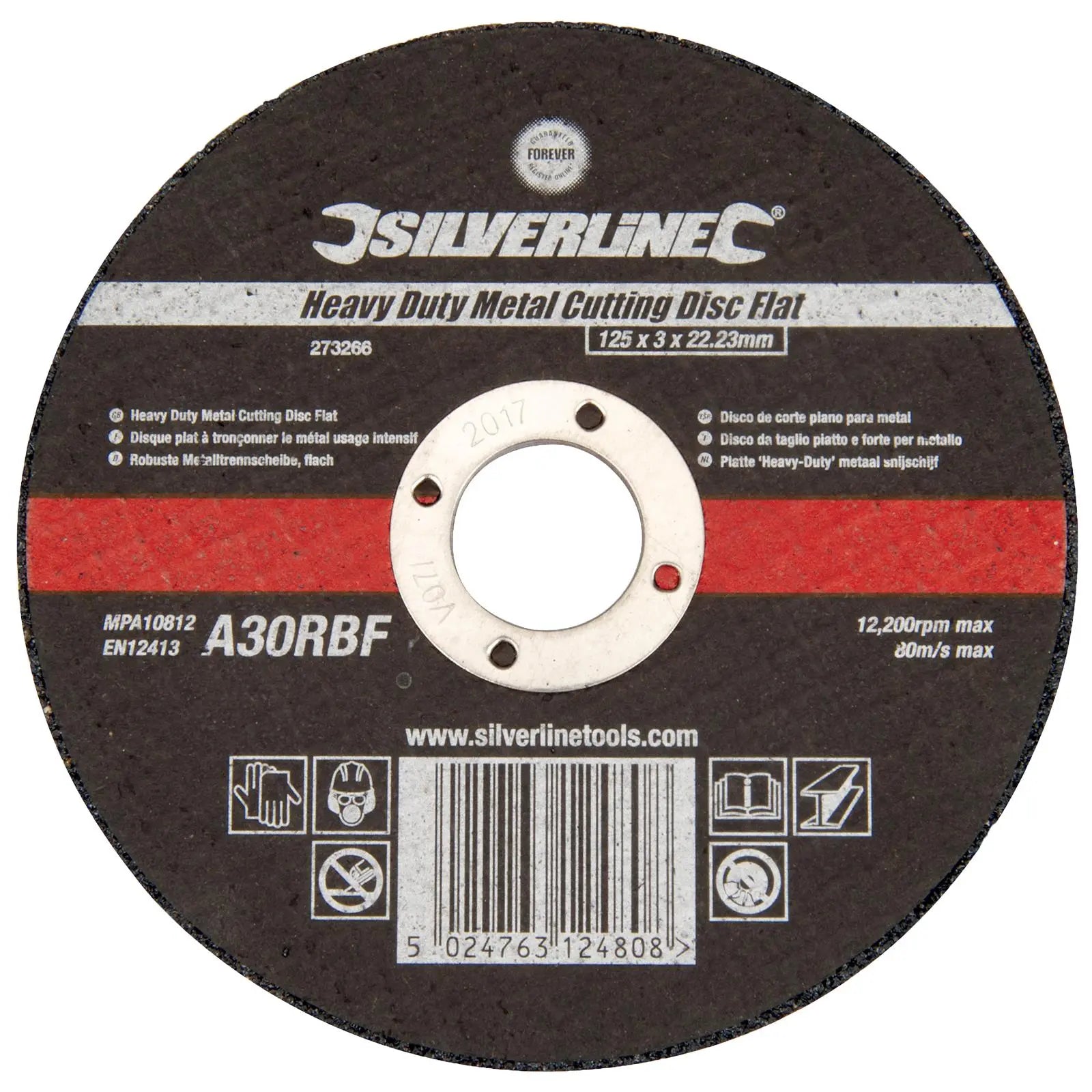 Silverline Heavy Duty Flat Metal Cutting Disc 125 x 3 x 22.23mm 
