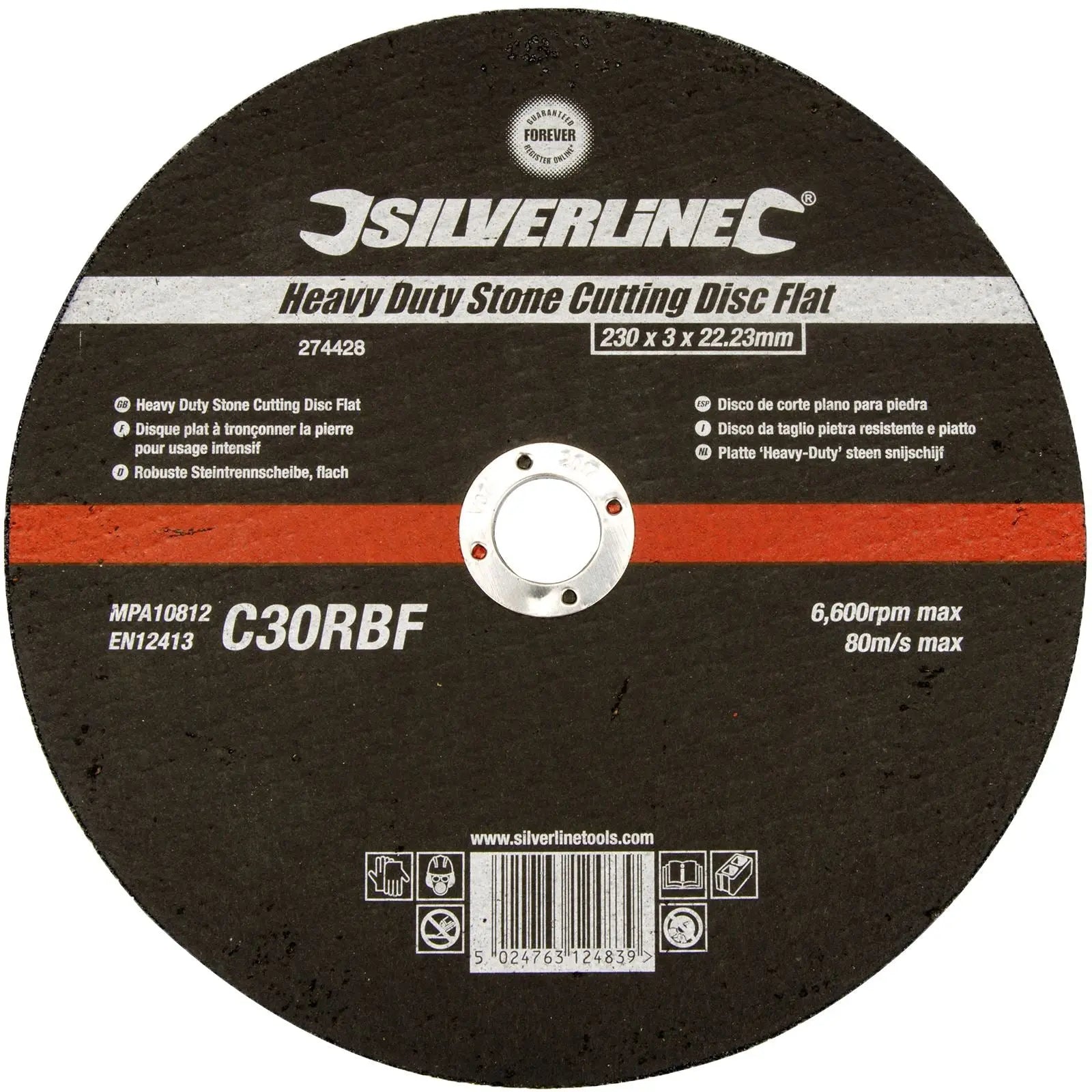 Silverline Heavy Duty Flat Stone Cutting Disc 230 x 3 x 22.23mm 