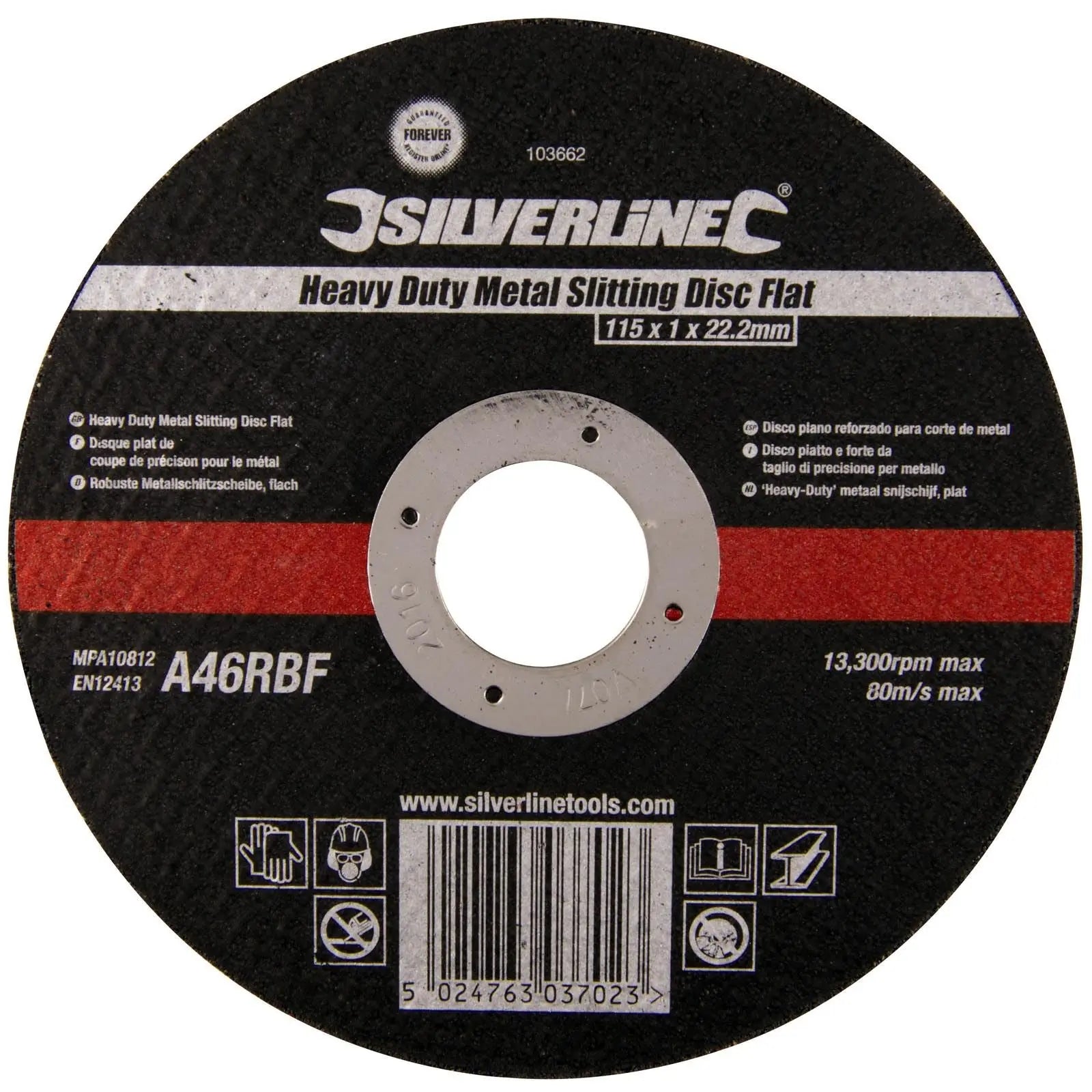 Silverline Heavy Duty Metal Slitting Disc Flat 115 x 1 x 22.23mm 