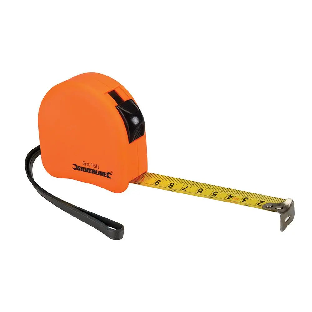 Silverline Hi-Vis Contour Tape 5m / 16ft x 19mm MT05  White Rose Tools