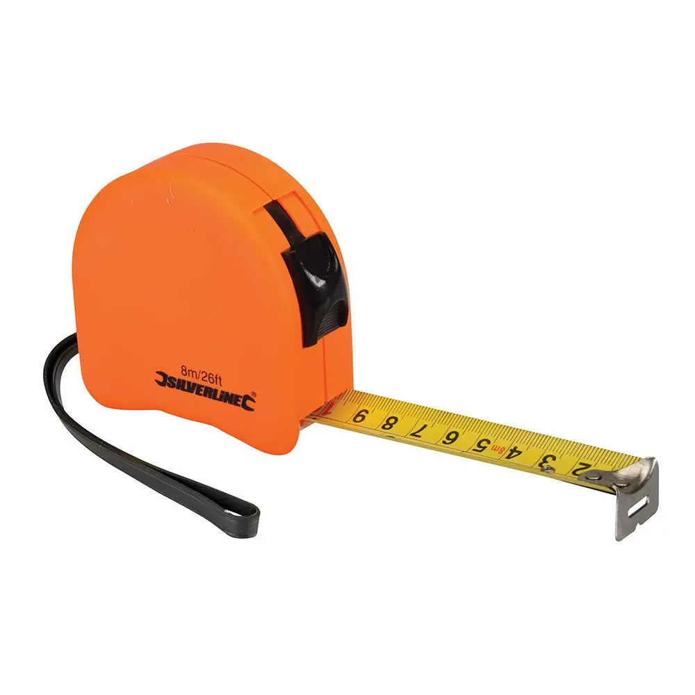 Silverline Hi-Vis Contour Tape 8m / 26ft x 25mm MT08  White Rose Tools