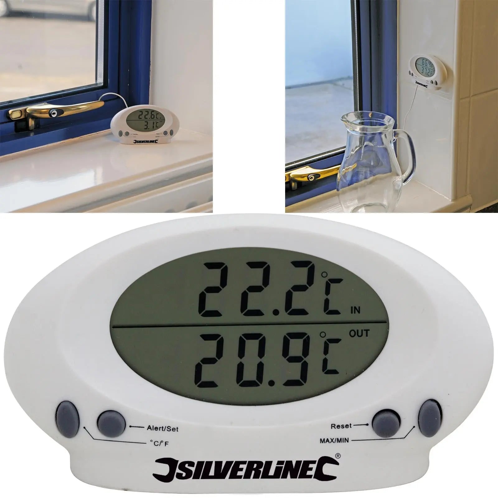 Silverline Indoor/Outdoor Digital Thermometer Temperature Kitchen Probe Sensor 