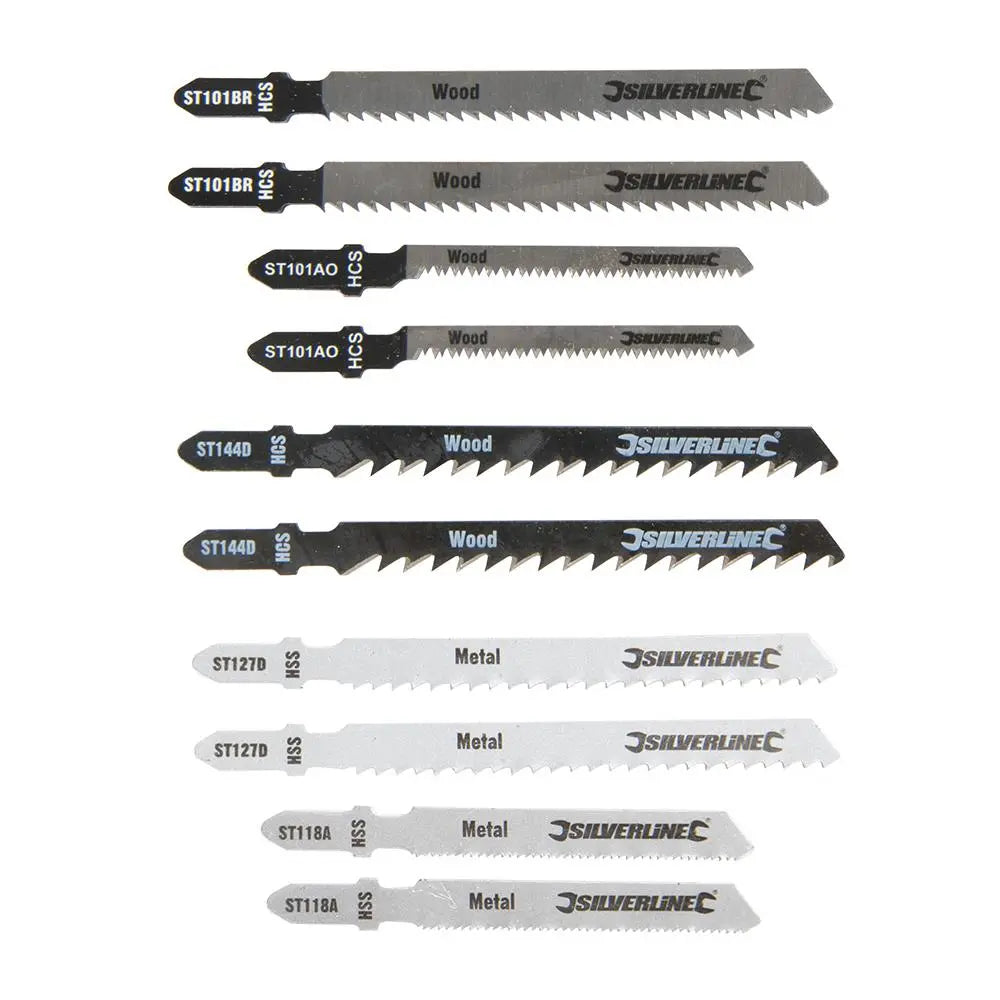 Silverline Jigsaw Blade Set 10pce Wood/Metal 234060  White Rose Tools