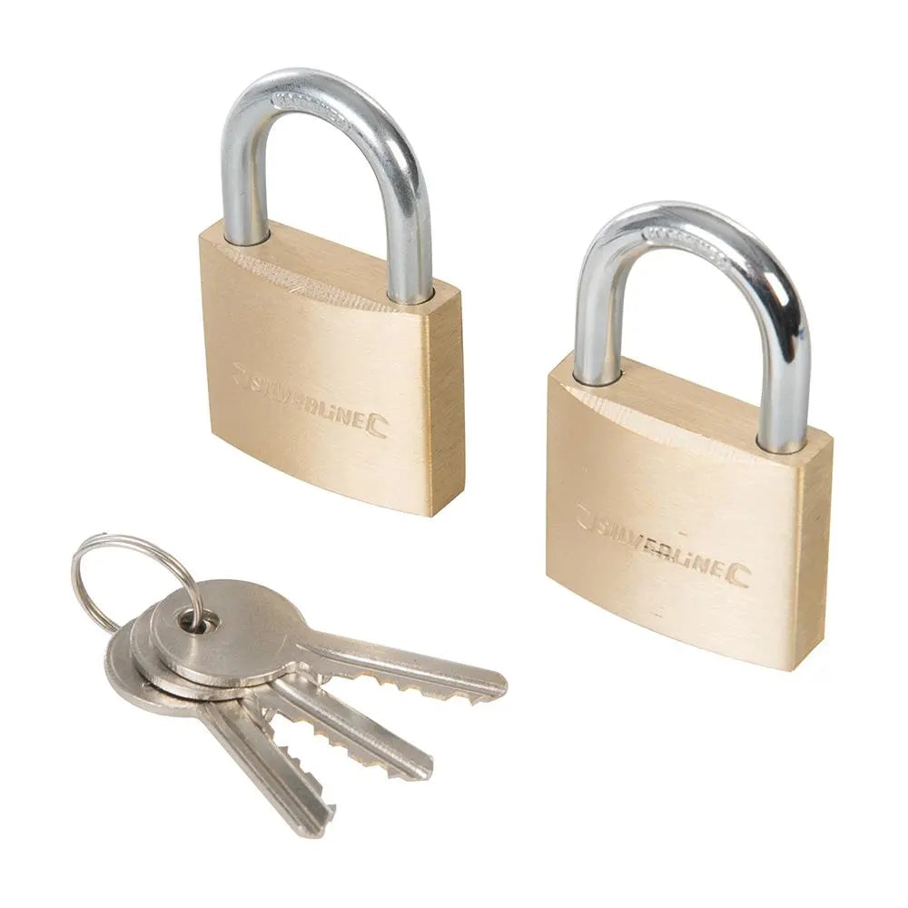 Silverline Keyed Alike Padlocks 2pk 40mm 307578  White Rose Tools