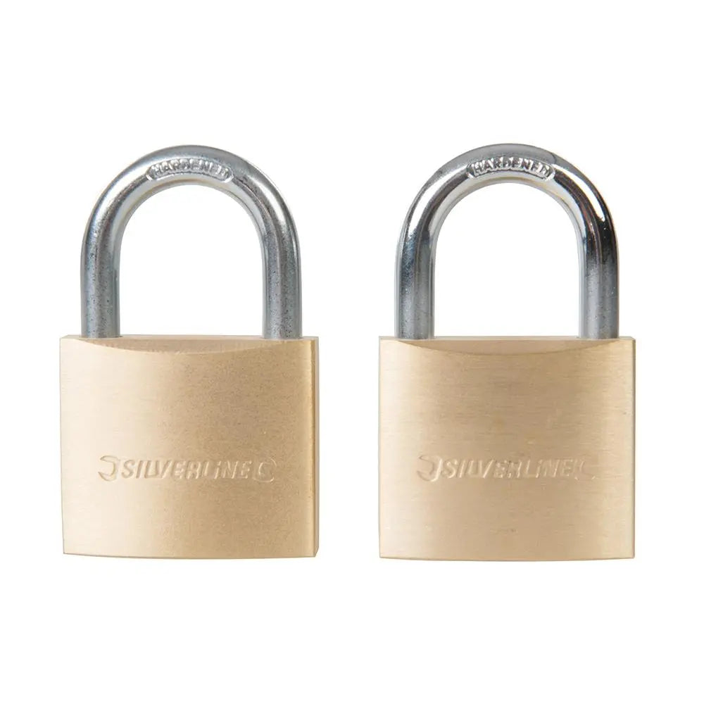 Silverline Keyed Alike Padlocks 2pk 40mm 307578  White Rose Tools
