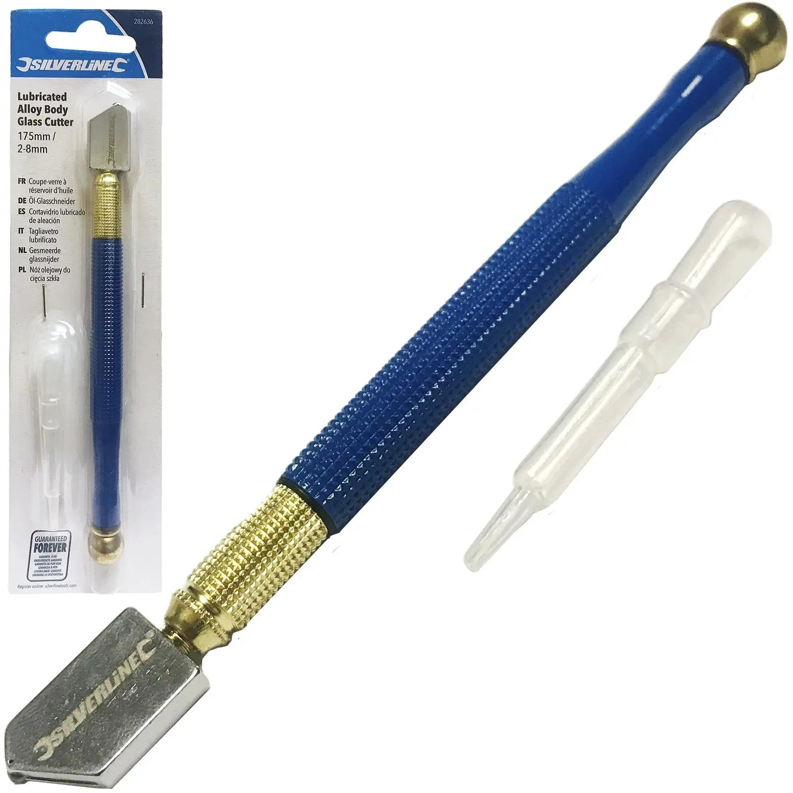 Silverline Lubricated Glass Cutter Oil Reservoir Tungsten Carbide Mirror 