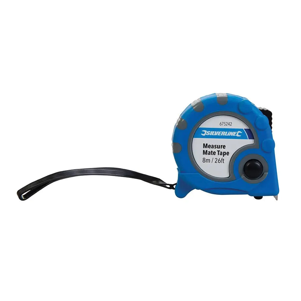 Silverline Measure Mate Tape 8m / 26ft x 25mm 675242  White Rose Tools