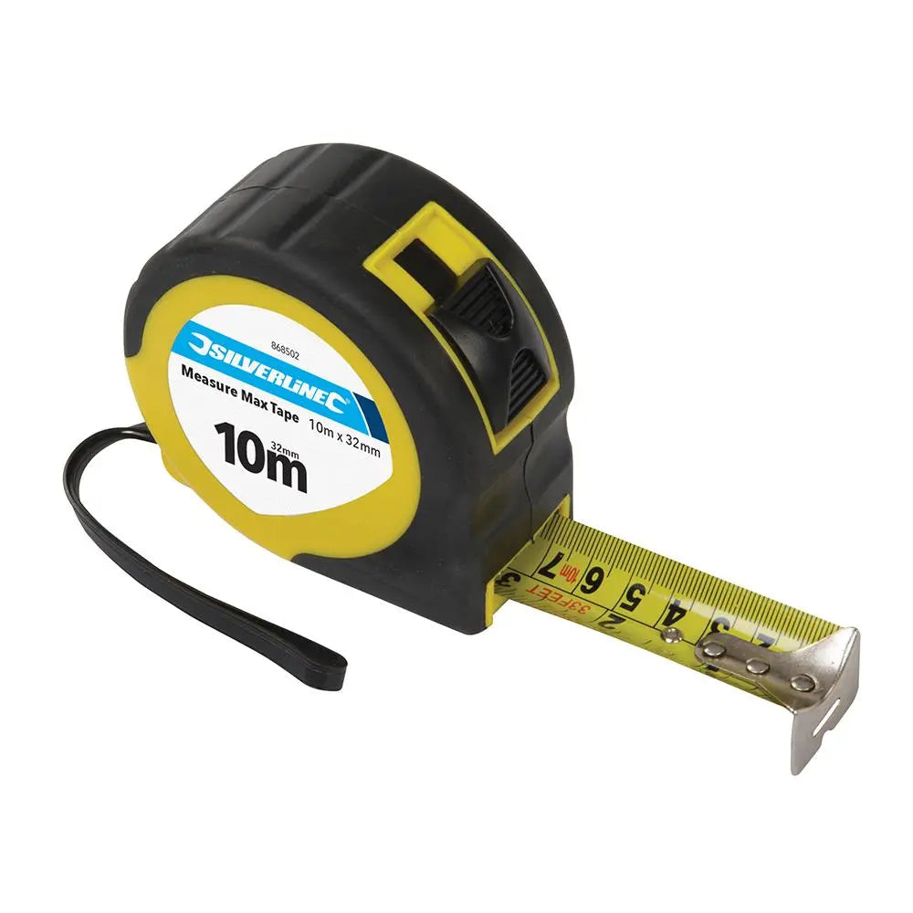 Silverline Measure Max Tape 10m / 33ft x 32mm 868502  White Rose Tools