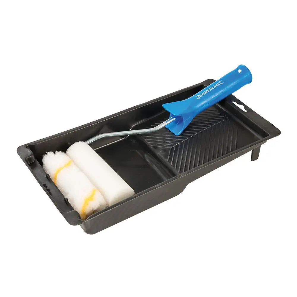 Silverline Mini Roller & Tray Set 100mm 947598  White Rose Tools