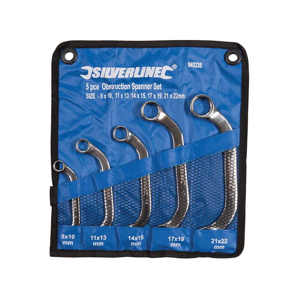 Silverline Obstruction Spanner Set 5pce 8 - 22mm 945235  White Rose Tools