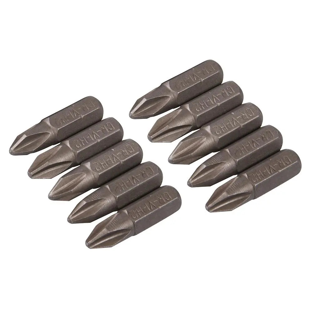 Silverline Phillips Cr-V Screwdriver Bits 10pk PH2 SB204  White Rose Tools